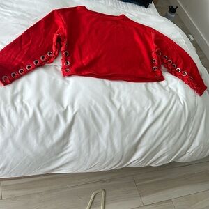 Alo Size S Oversized Cropped Red Lightweight Sweathershirt